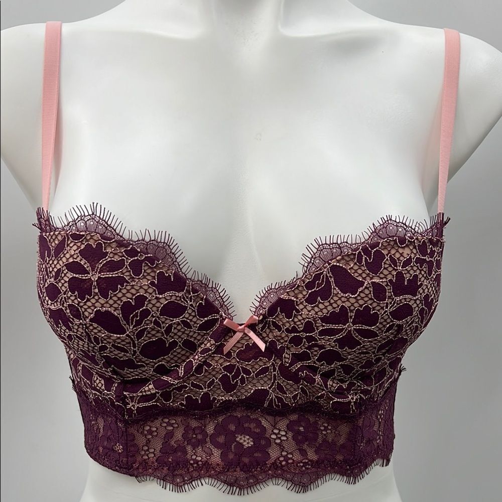 Victoria's Secret Dream Angels Padded Demi Purple and Pink Lace Bra